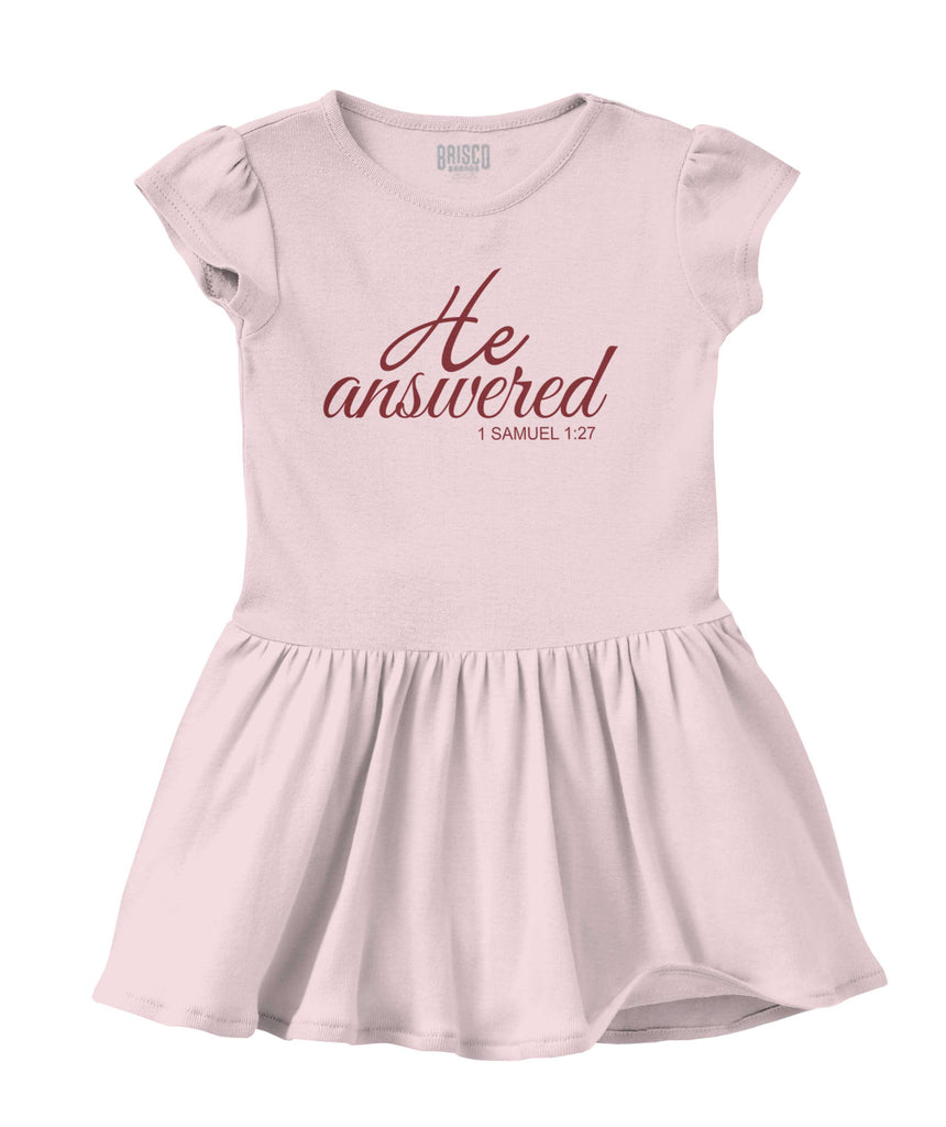 He Answered Solid Baby Infant Dress-Direct To Garment Print-Brisco Baby