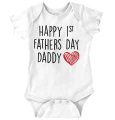Happy 1st Father's Day Romper Bodysuit-Direct To Garment Print-Brisco Baby