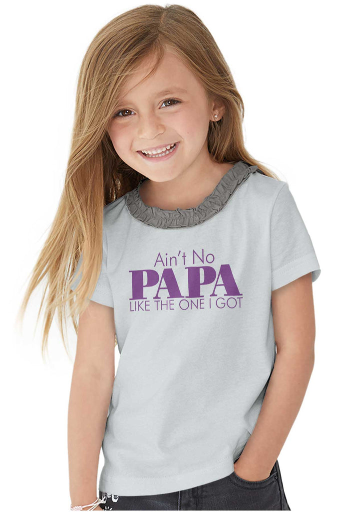 No Papa Like Me Toddler Ruffled Trim T-Shirt-Direct To Garment Print-Brisco Baby