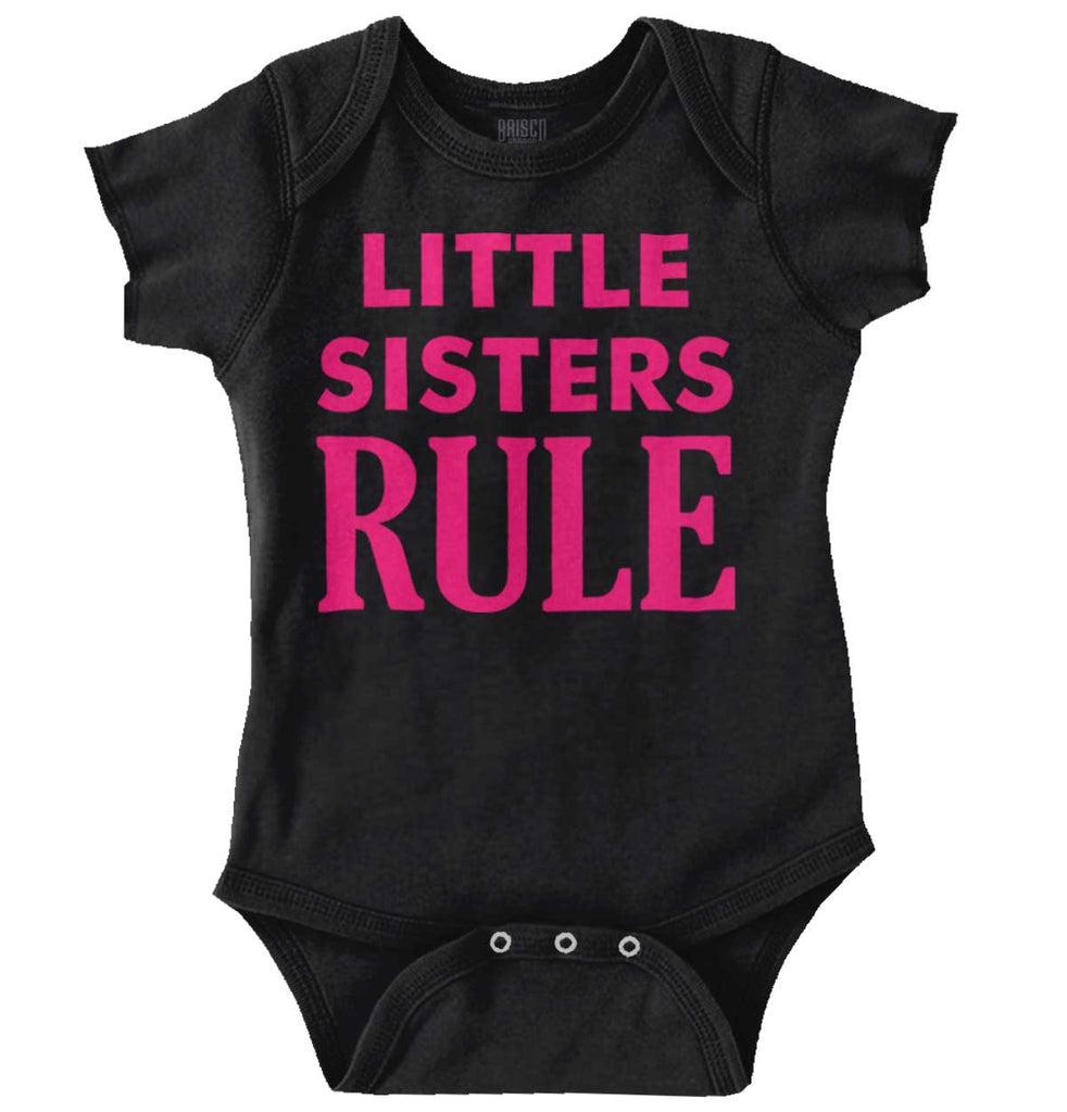 Little Sisters Rule Romper Bodysuit-Direct To Garment Print-Brisco Baby