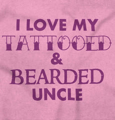 Love My Tattooed Bearded Uncle Romper Bodysuit-Direct To Garment Print-Brisco Baby