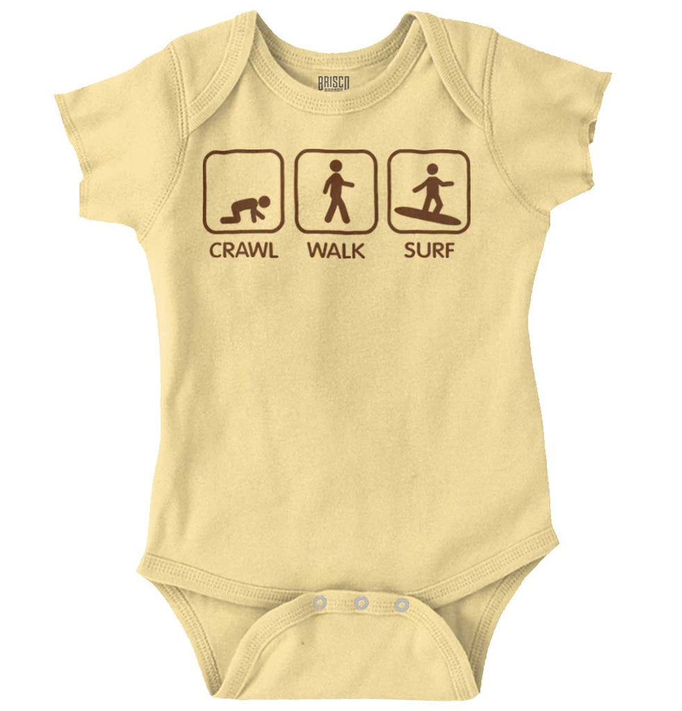 Crawl Walk Surf Romper Bodysuit-Direct To Garment Print-Brisco Baby
