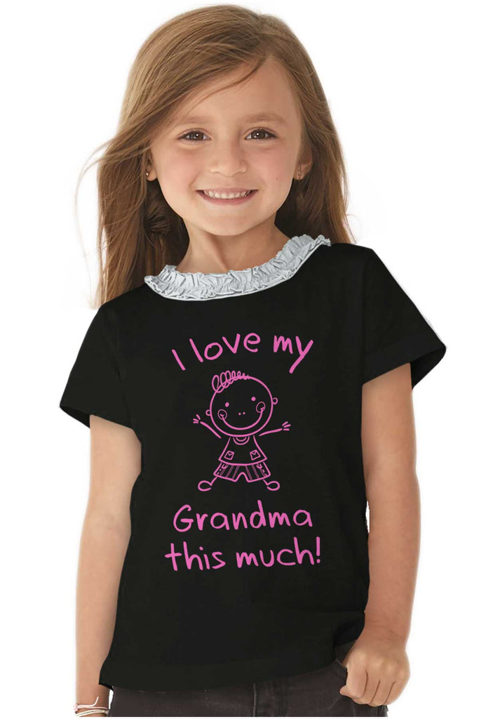 Love My Grandma Toddler Ruffled Trim T-Shirt-Direct To Garment Print-Brisco Baby