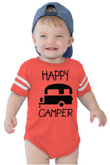 Happy Camper Football Romper Bodysuit-Direct To Garment Print-Brisco Baby