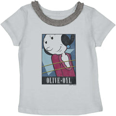 Olive Oyl Toddler Ruffled Trim T-Shirt-Direct To Garment Print-Brisco Baby