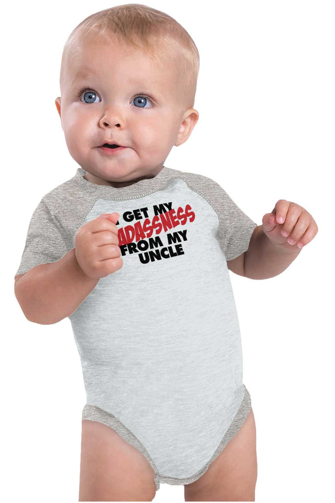 Badass Uncle Raglan Romper Bodysuit-Direct To Garment Print-Brisco Baby