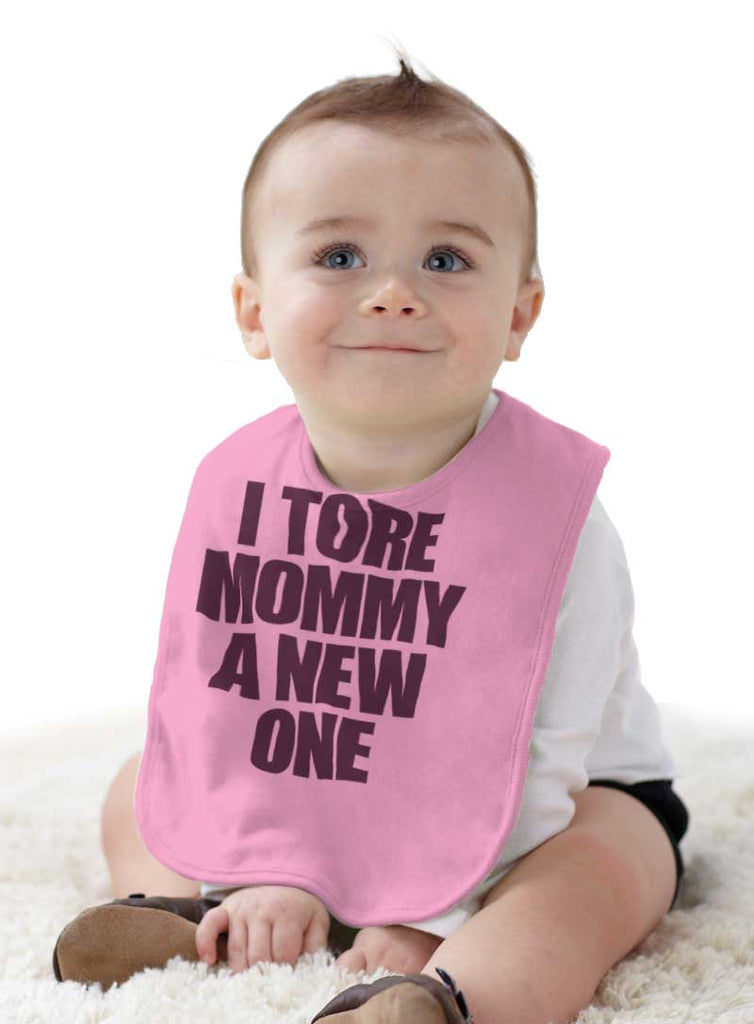 Tore Mommy A New One Infant Baby Bib-Direct To Garment Print-Brisco Baby
