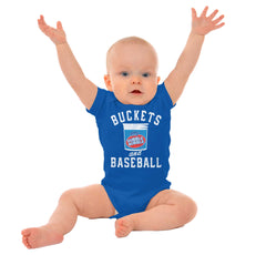 Buckets And Baseball Romper Bodysuit-Direct To Garment Print-Brisco Baby