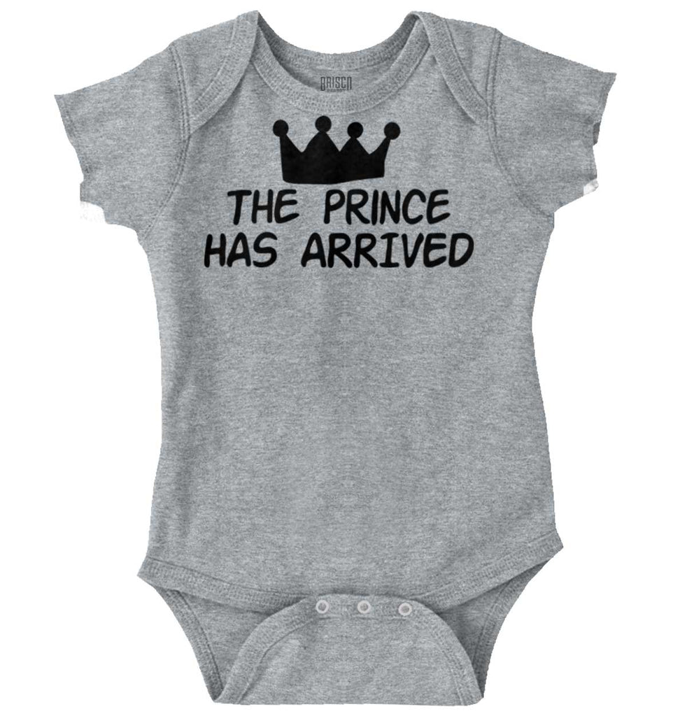 The Prince Has Arrived Romper Bodysuit-Direct To Garment Print-Brisco Baby