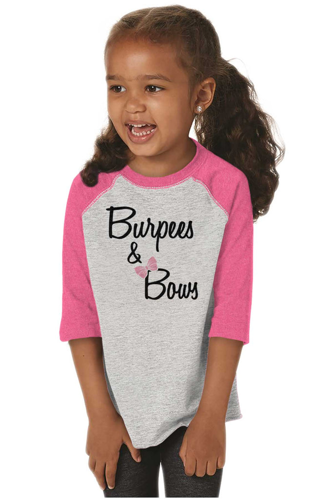 Burpees and Bows Toddler Baseball-Direct To Garment Print-Brisco Baby