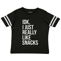 Really Like Snacks Toddler Football Jersey Tee-Direct To Garment Print-Brisco Baby