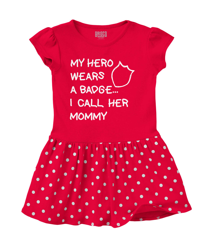 Hero Wears Badge Baby Polka Dot Skirt Dress-Direct To Garment Print-Brisco Baby