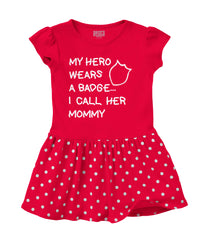 Hero Wears Badge Baby Polka Dot Skirt Dress-Direct To Garment Print-Brisco Baby