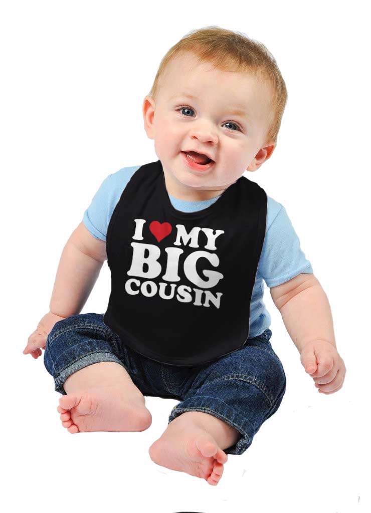 Heart My Big Cousin Infant Baby Bib-Direct To Garment Print-Brisco Baby