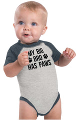 Big Bro Has Paws Raglan Romper Bodysuit-Direct To Garment Print-Brisco Baby