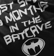 9 Months in Batcave Ringer Romper Bodysuit-Direct To Garment Print-Brisco Baby