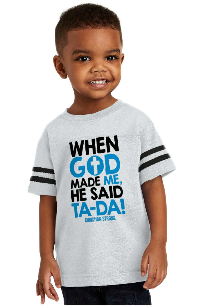 God Said Ta-Da Toddler Football Jersey Tee-Direct To Garment Print-Brisco Baby