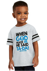 God Said Ta-Da Toddler Football Jersey Tee-Direct To Garment Print-Brisco Baby