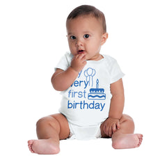 Very First Birthday Romper Bodysuit-Direct To Garment Print-Brisco Baby