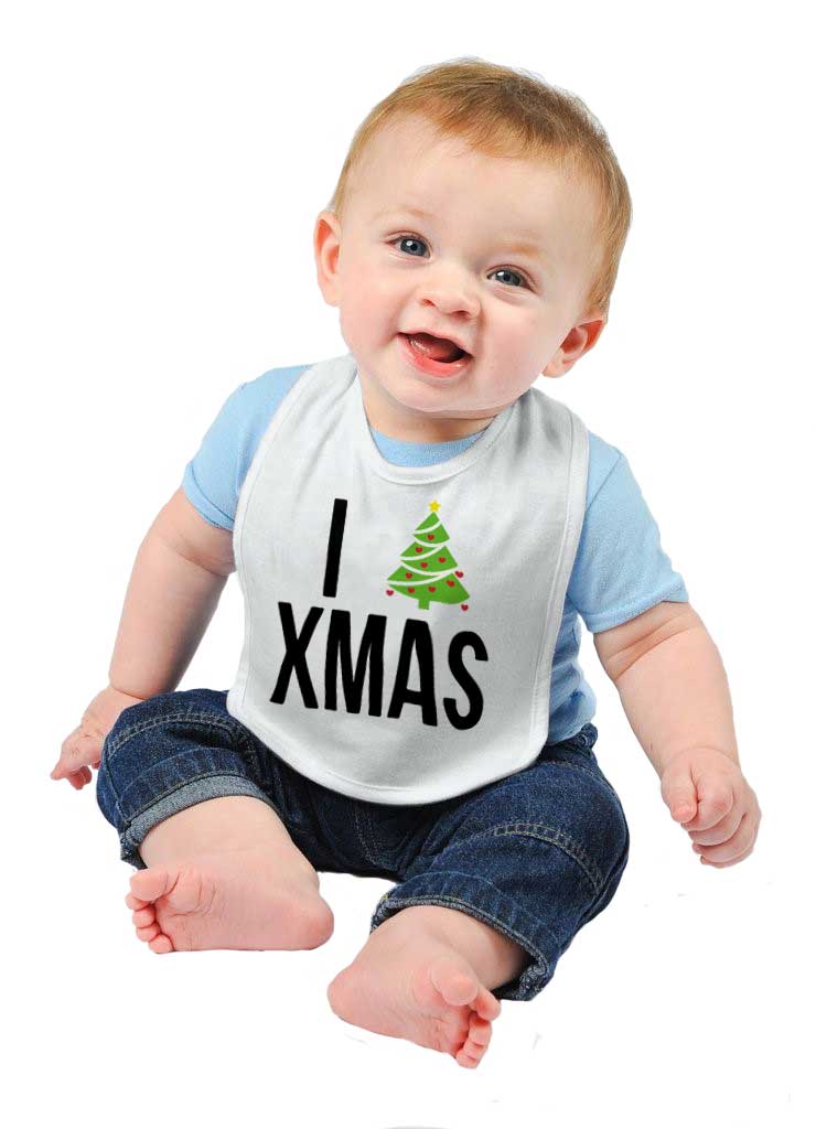 I Love Xmas Infant Baby Bib-Direct To Garment Print-Brisco Baby
