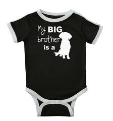 Brother is a Dog Ringer Romper Bodysuit-Direct To Garment Print-Brisco Baby