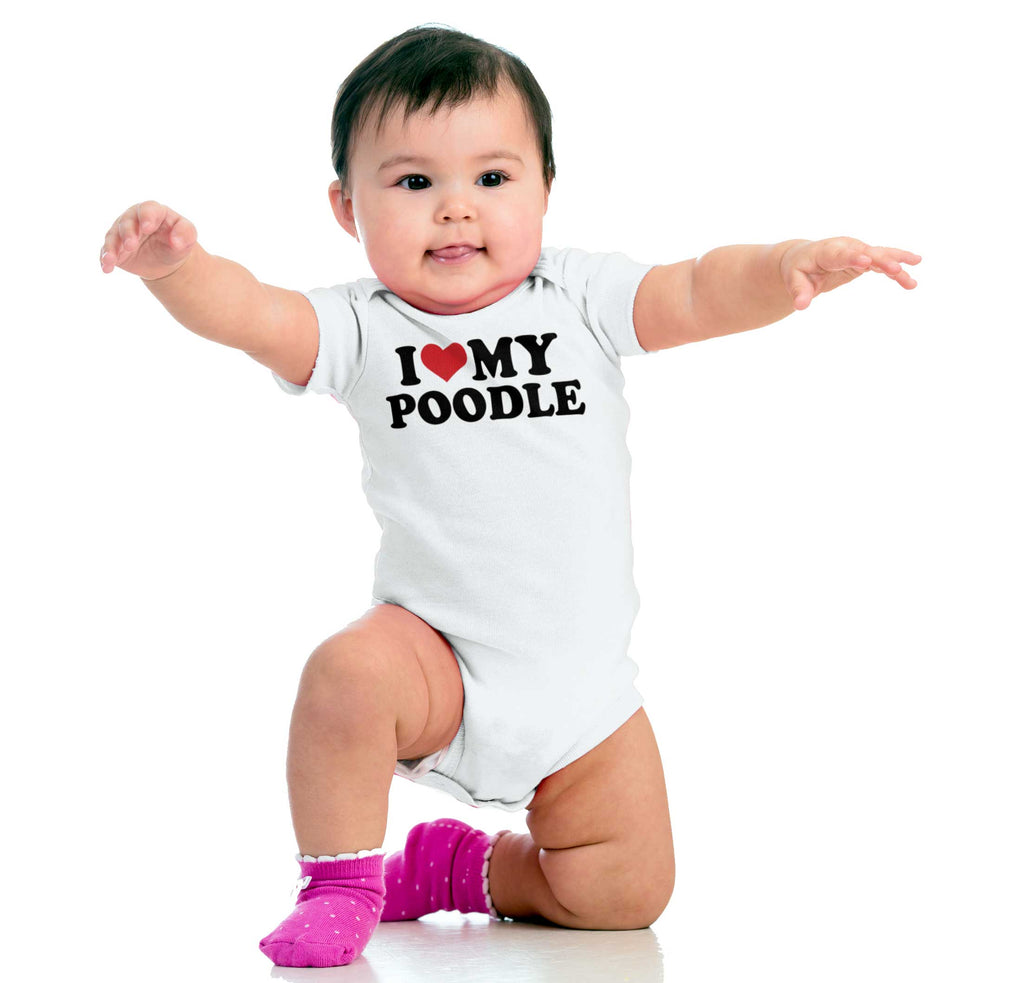 I Love My Poodle Romper Bodysuit-Direct To Garment Print-Brisco Baby