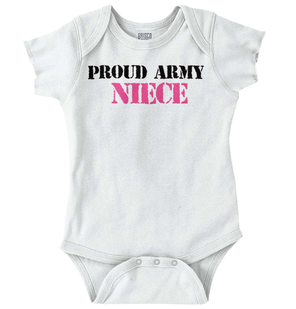 Proud Army Niece Romper Bodysuit-Direct To Garment Print-Brisco Baby