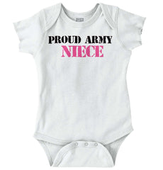 Proud Army Niece Romper Bodysuit-Direct To Garment Print-Brisco Baby