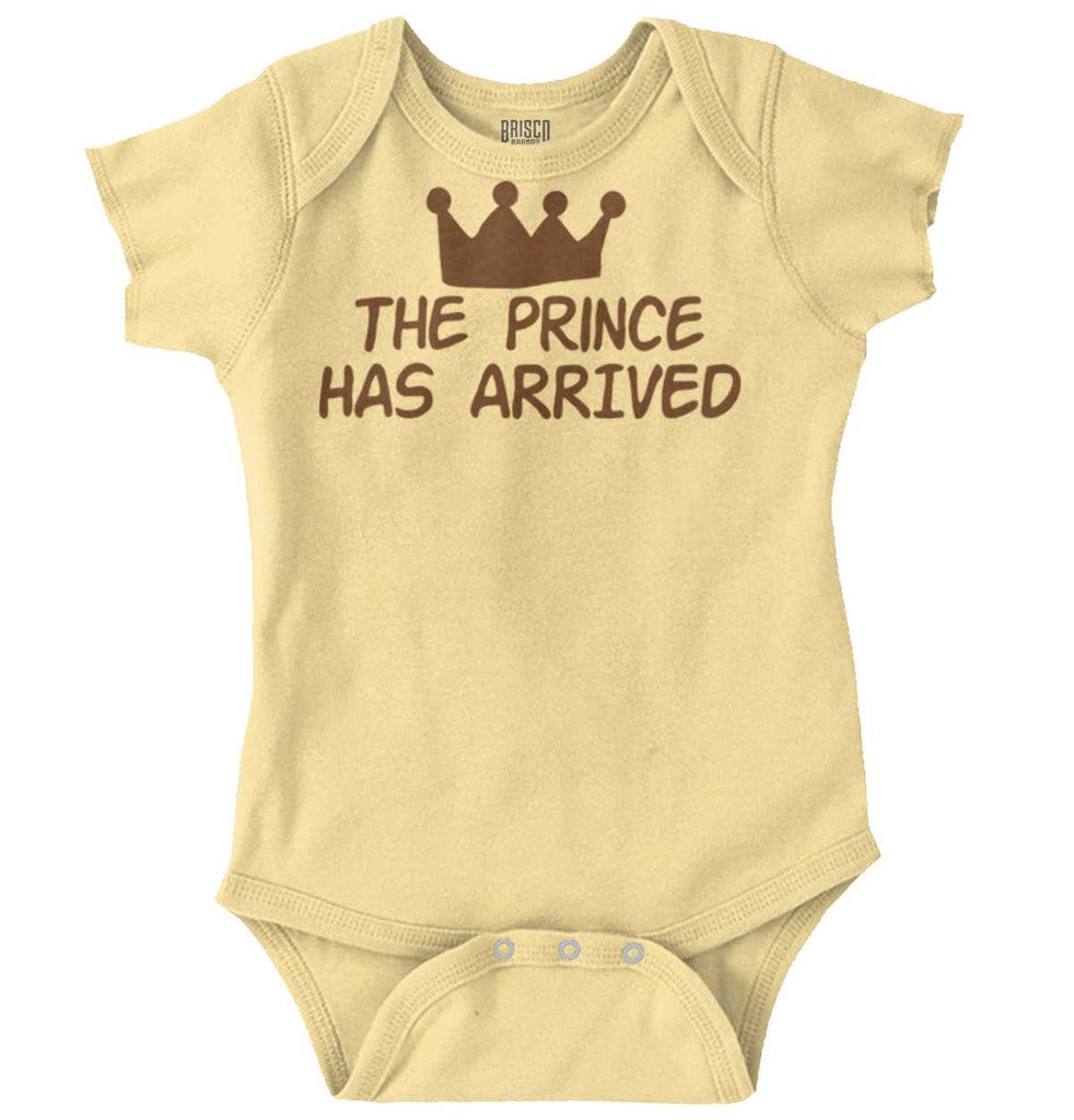 The Prince Has Arrived Romper Bodysuit-Direct To Garment Print-Brisco Baby