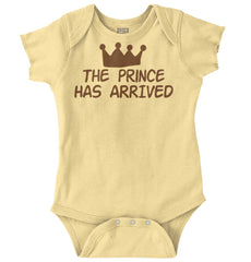The Prince Has Arrived Romper Bodysuit-Direct To Garment Print-Brisco Baby