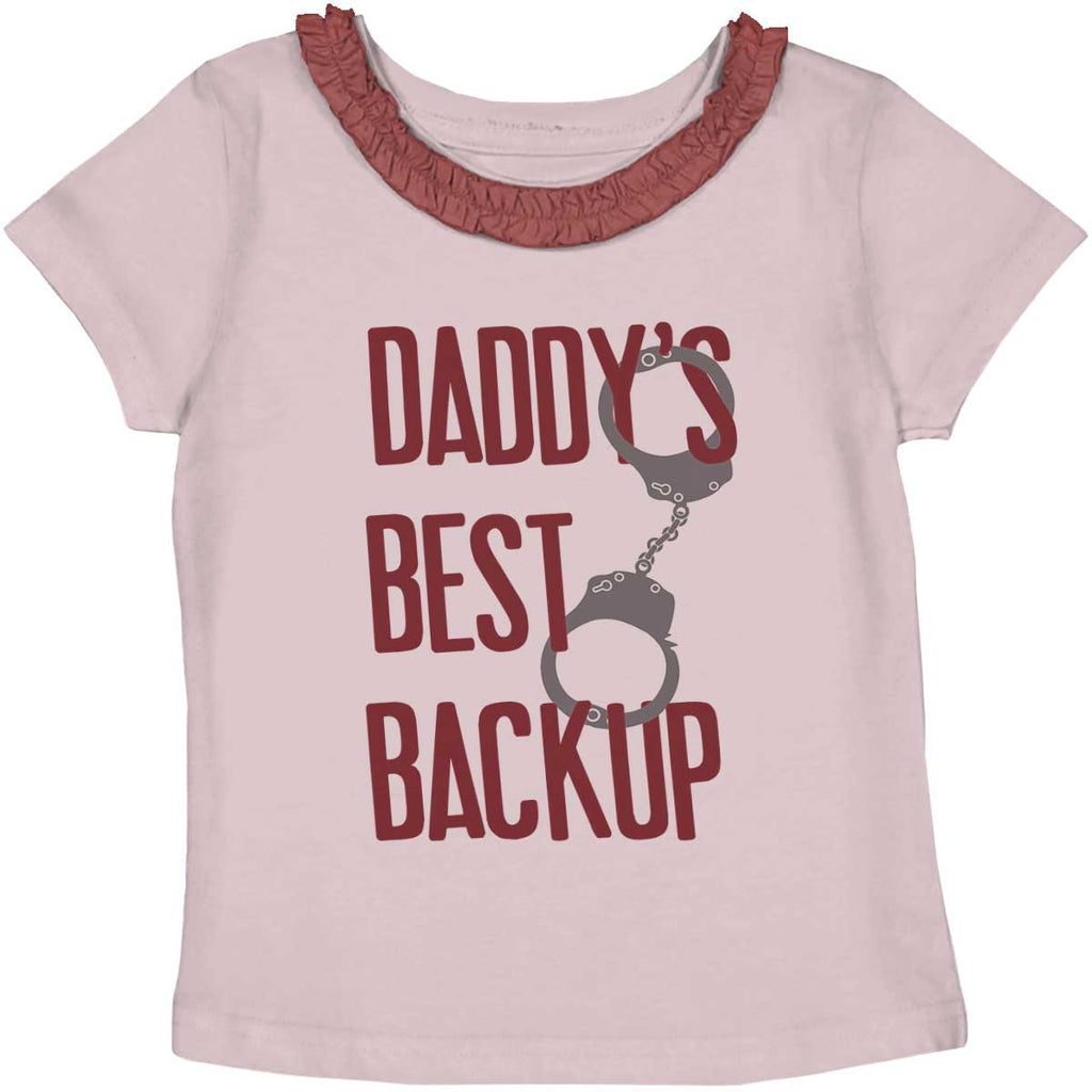 Daddy's Best Backup Toddler Ruffled Trim T-Shirt-Direct To Garment Print-Brisco Baby
