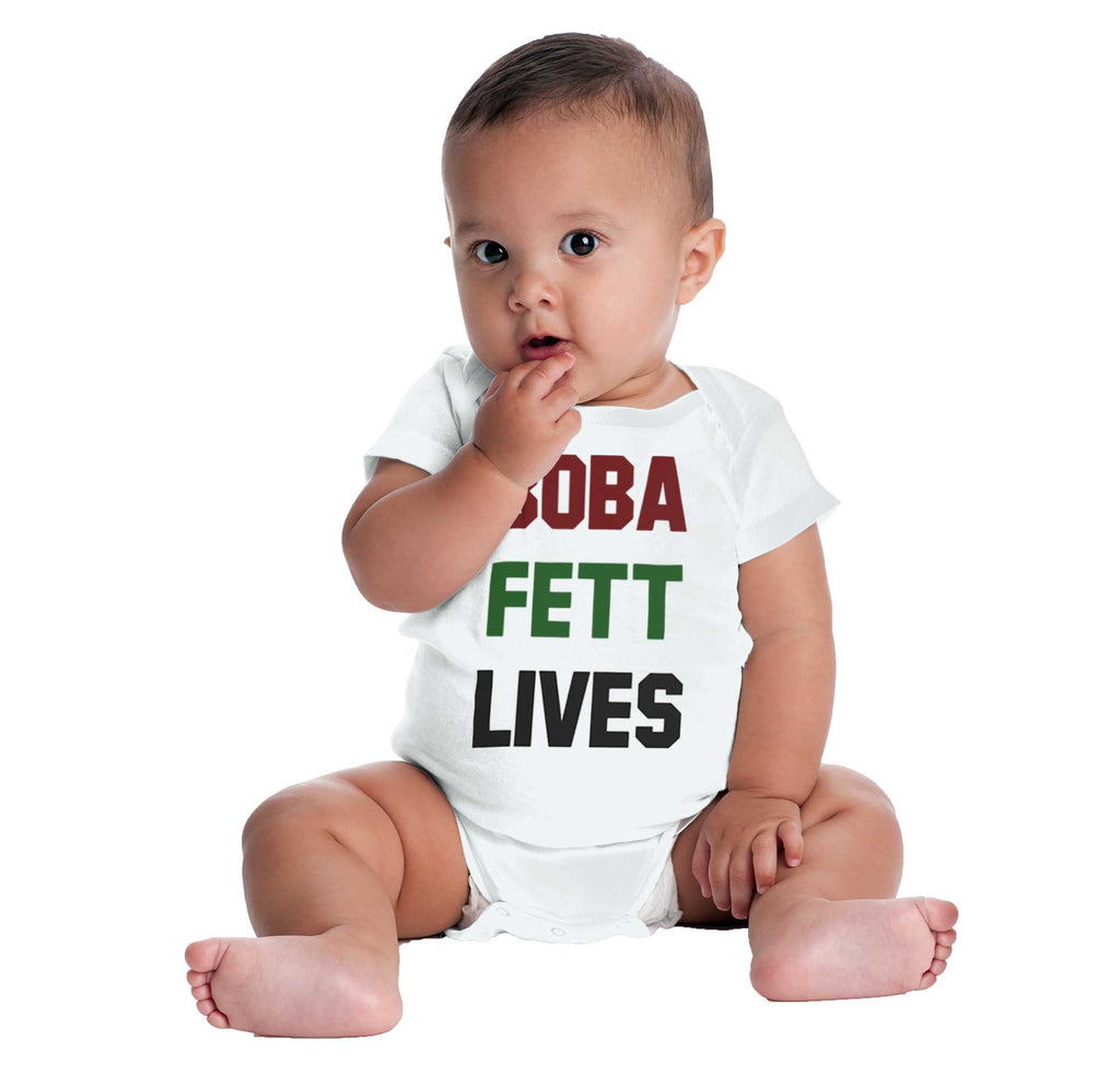 Boba Fett Lives Romper Bodysuit-Direct To Garment Print-Brisco Baby