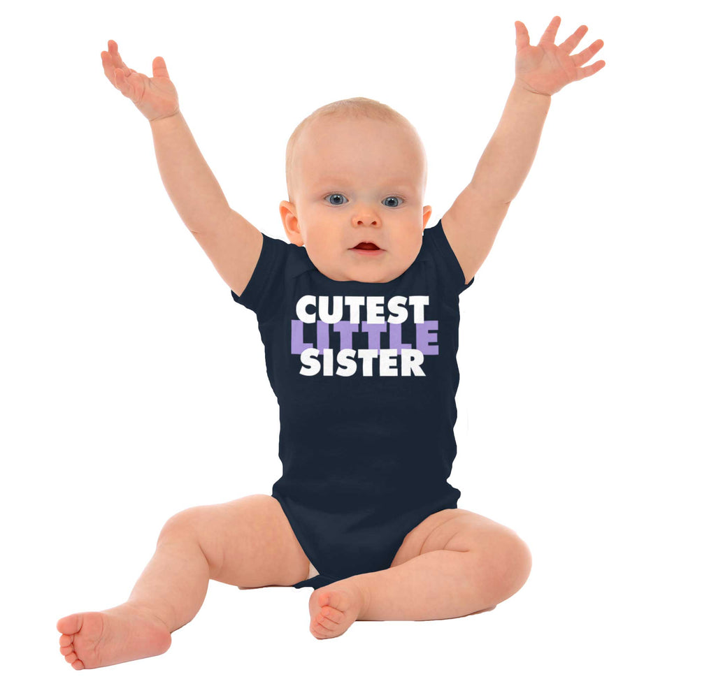 Cutest Little Sister Romper Bodysuit-Direct To Garment Print-Brisco Baby