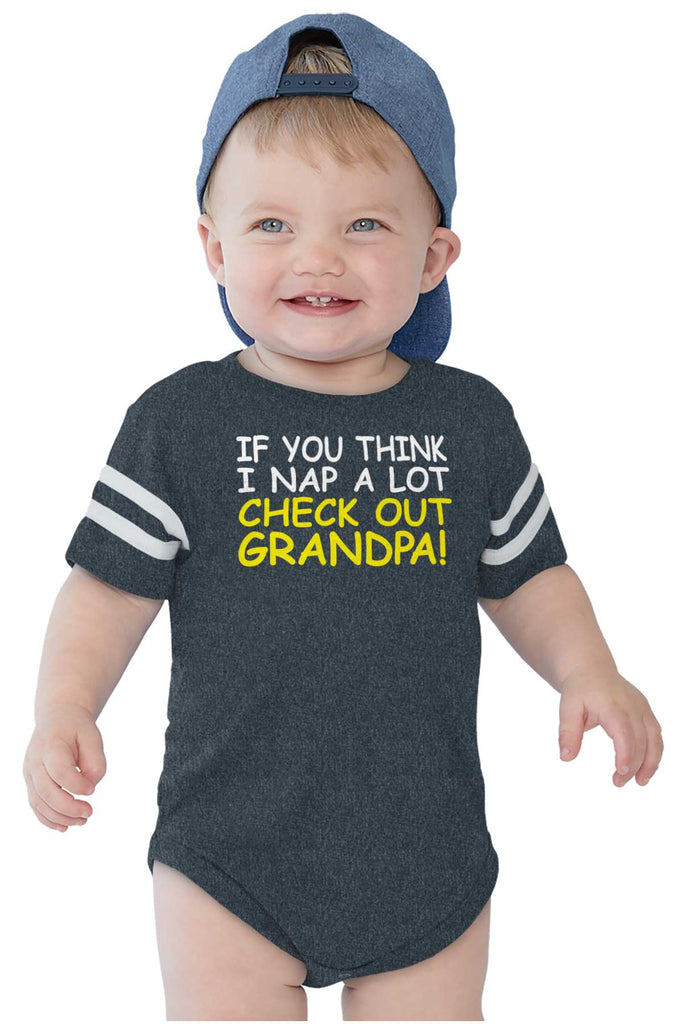 Check Out Grandpa Football Romper Bodysuit-Direct To Garment Print-Brisco Baby