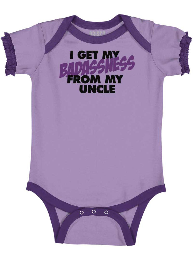 Badass Uncle Baby Ruffled Trim Romper-Direct To Garment Print-Brisco Baby