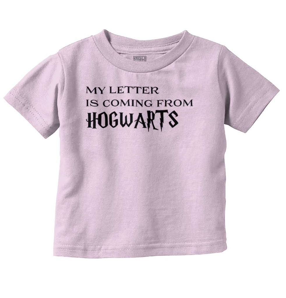 Letter Coming Hogwarts Infant Toddler T Shirt-Direct To Garment Print-Brisco Baby