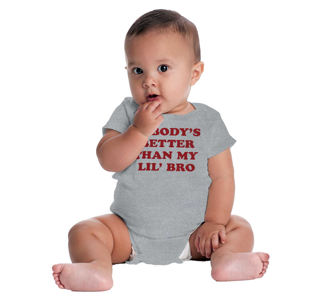 Nobody's Better Than My Lil' Bro Romper Bodysuit-Direct To Garment Print-Brisco Baby