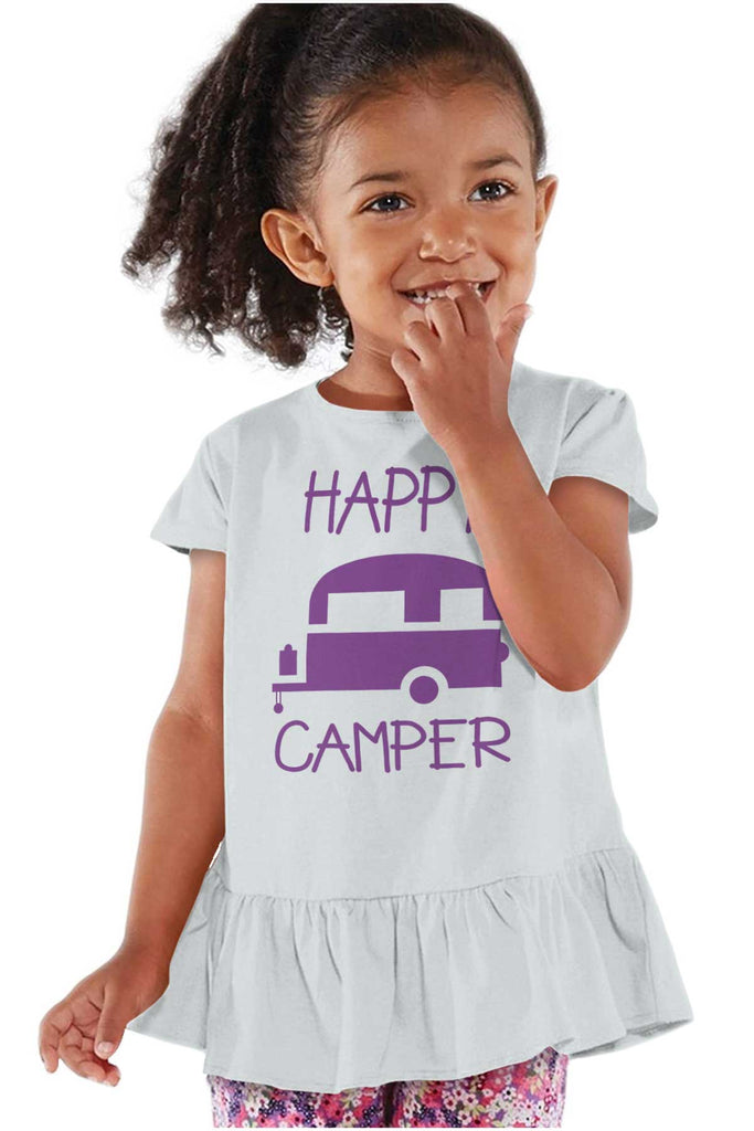 Happy Camper Toddler Ruffle Bottom Tee-Direct To Garment Print-Brisco Baby