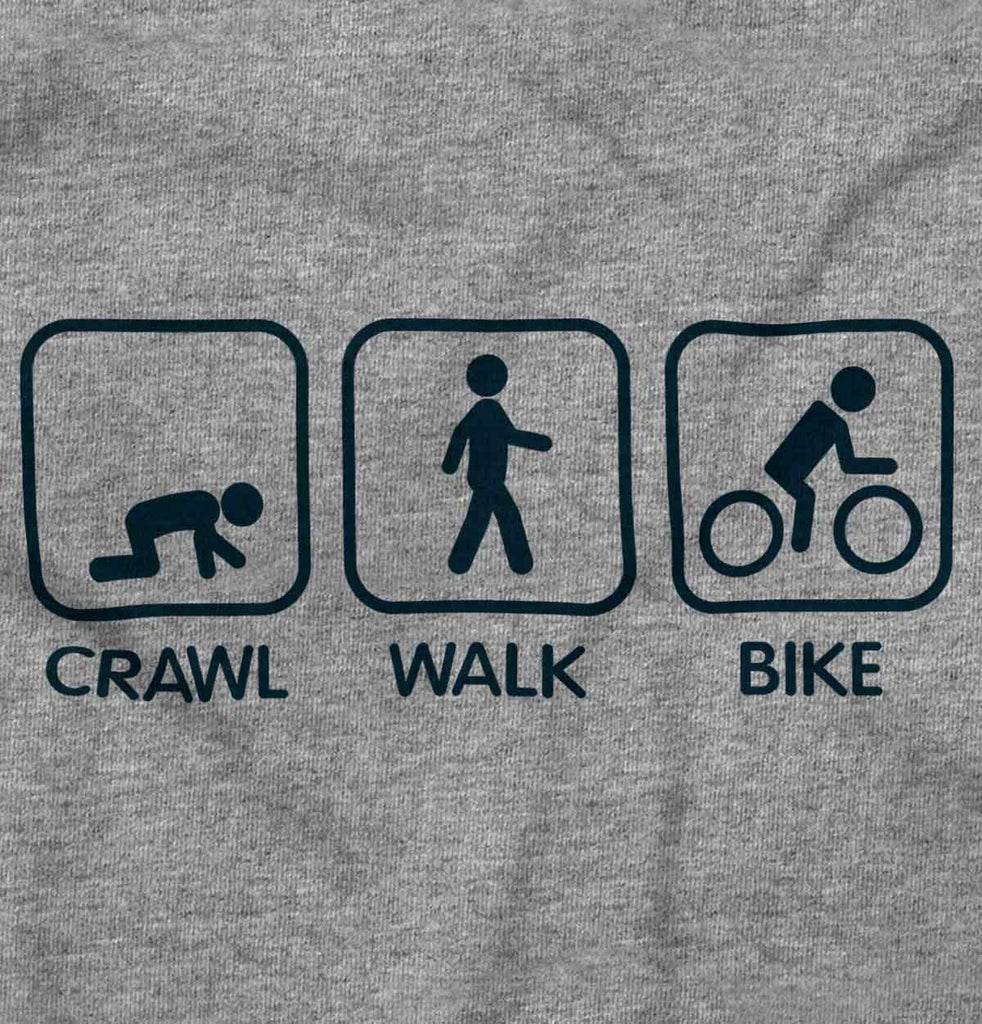 Crawl Walk Bike Raglan Romper Bodysuit-Direct To Garment Print-Brisco Baby