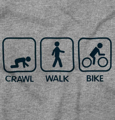 Crawl Walk Bike Raglan Romper Bodysuit-Direct To Garment Print-Brisco Baby