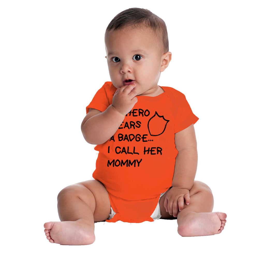 Hero Wears Badge Romper Bodysuit-Direct To Garment Print-Brisco Baby