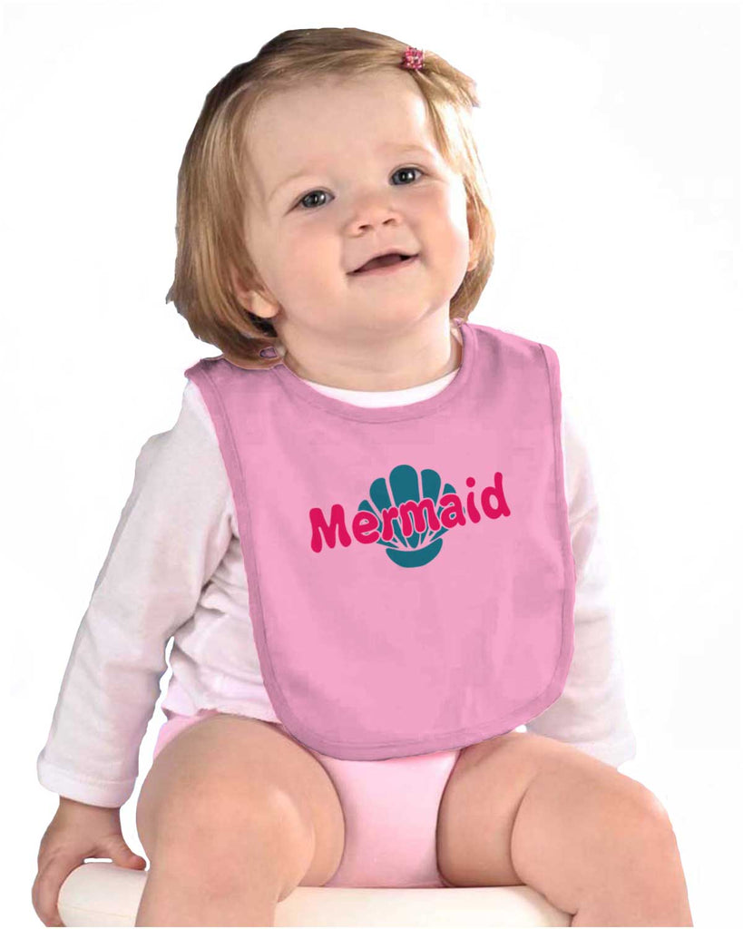 Mermaid Shell Infant Baby Bib-Direct To Garment Print-Brisco Baby