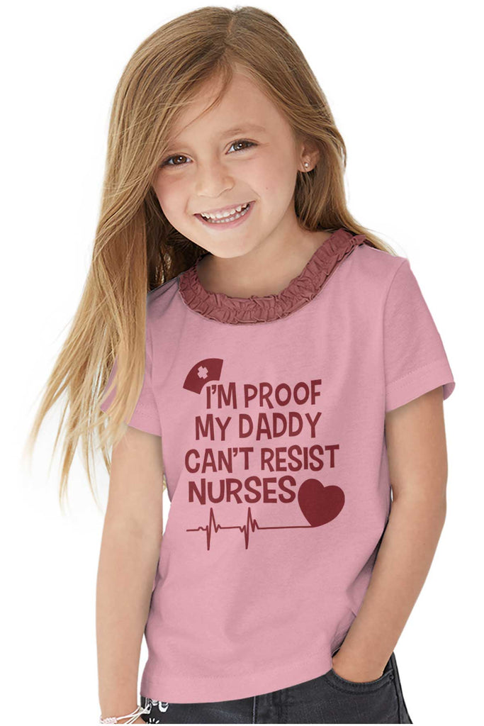 Can't Resist Nurses Toddler Ruffled Trim T-Shirt-Direct To Garment Print-Brisco Baby