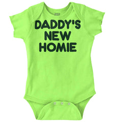 Daddy's New Homie Romper Bodysuit-Direct To Garment Print-Brisco Baby