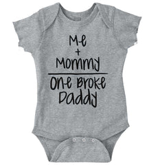 One Broke Daddy Romper Bodysuit-Direct To Garment Print-Brisco Baby