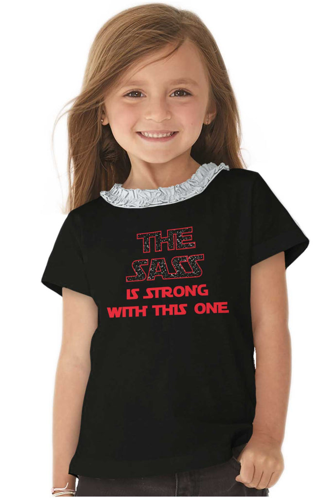 Sass Is Strong Toddler Ruffled Trim T-Shirt-Direct To Garment Print-Brisco Baby
