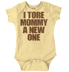 Tore Mommy A New One Romper Bodysuit-Direct To Garment Print-Brisco Baby