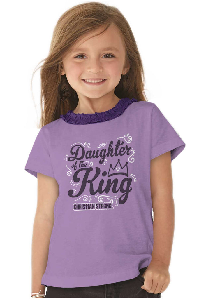 Daughter Of The King Toddler Ruffled Trim T-Shirt-Direct To Garment Print-Brisco Baby