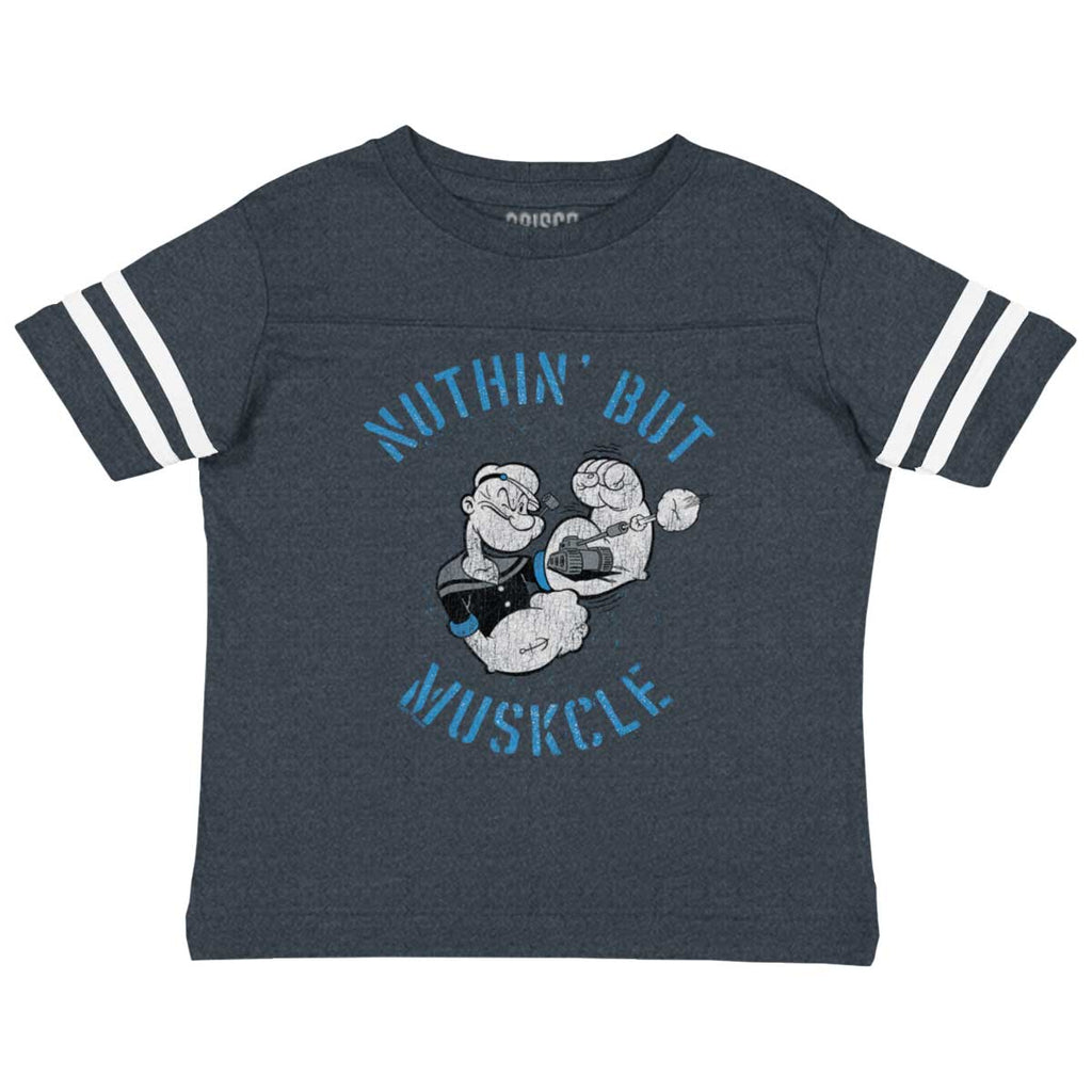 Nothing But Muscle Toddler Football Jersey Tee-Direct To Garment Print-Brisco Baby