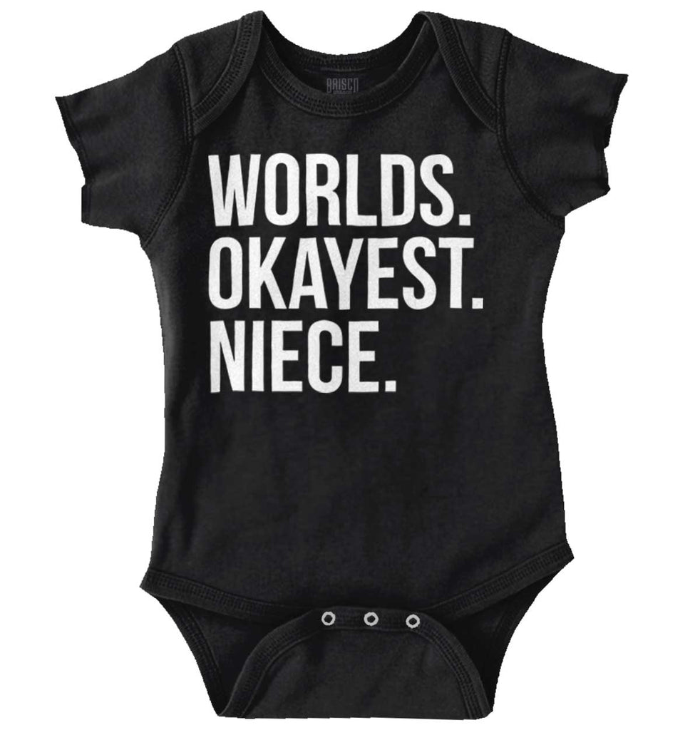 Worlds Okayest Niece Romper Bodysuit-Direct To Garment Print-Brisco Baby
